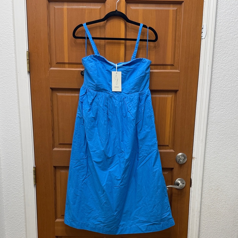 Joie Smocked Cornflower Blue Midi Dress